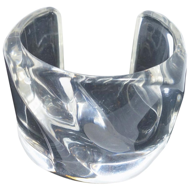 Vintage Signed “EL” Amorphic Shape Lucite Cuff Bracelet at 1stDibs