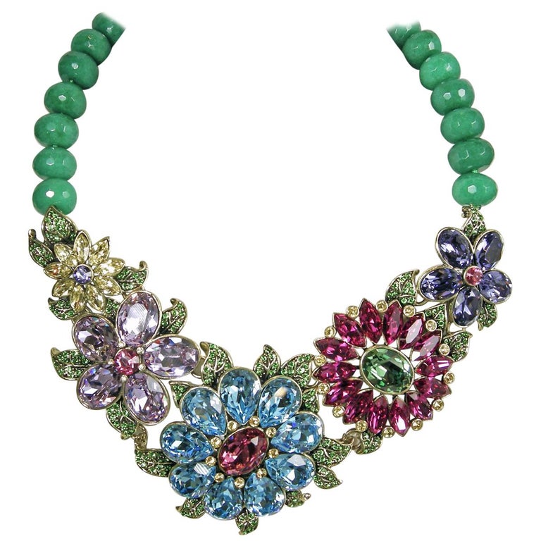 Heidi Daus Multicolor Floral Necklace For Sale at 1stDibs