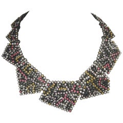 Vintage Oscar de la Renta Multicolor Geometric Runway Necklace, 1950s