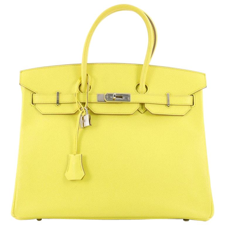 Hermes Birkin Handbag Yellow Epsom with Palladium Hardware 35 