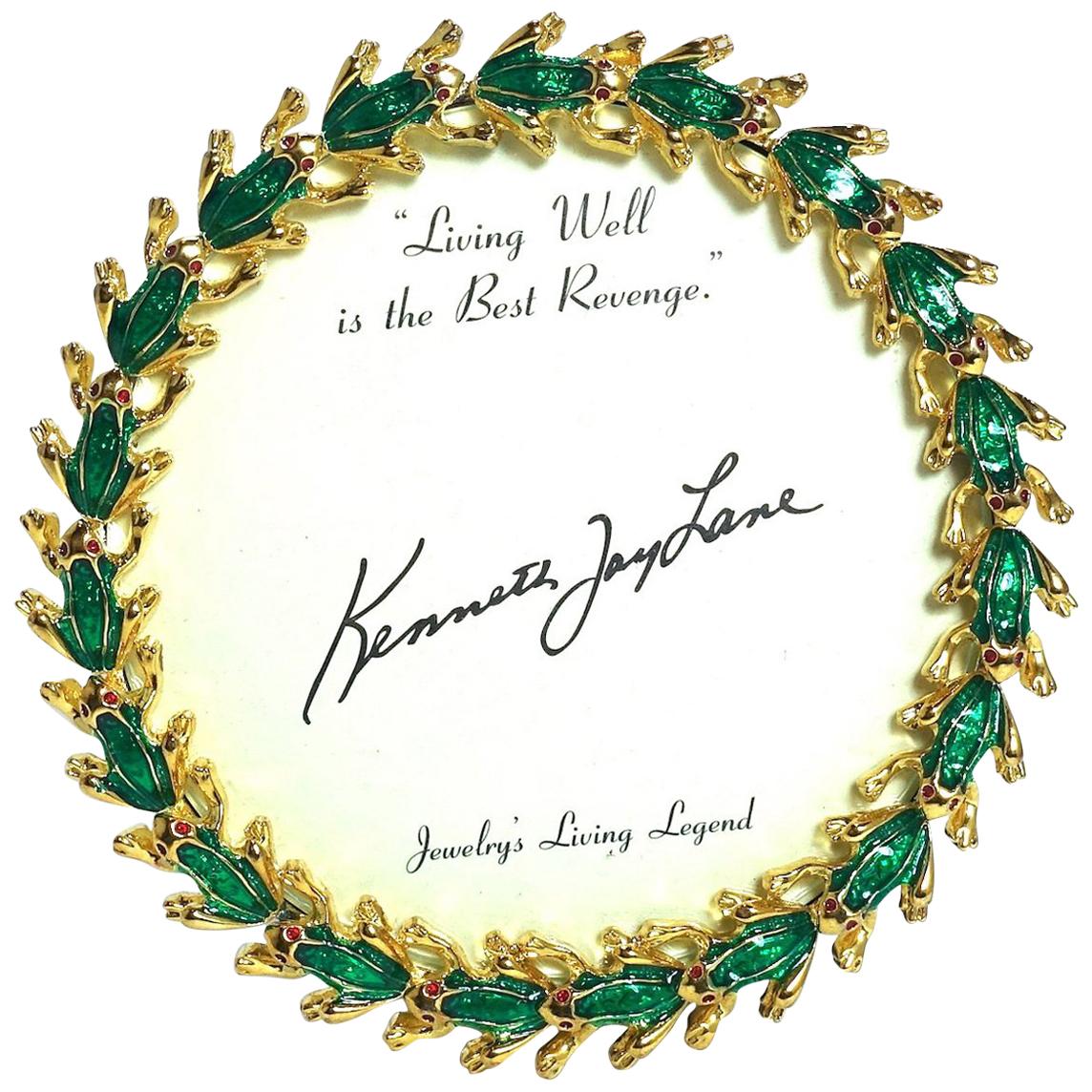 Vintage Signed Kenneth Jay Lane Frogs Gold-Tone Picture Frame