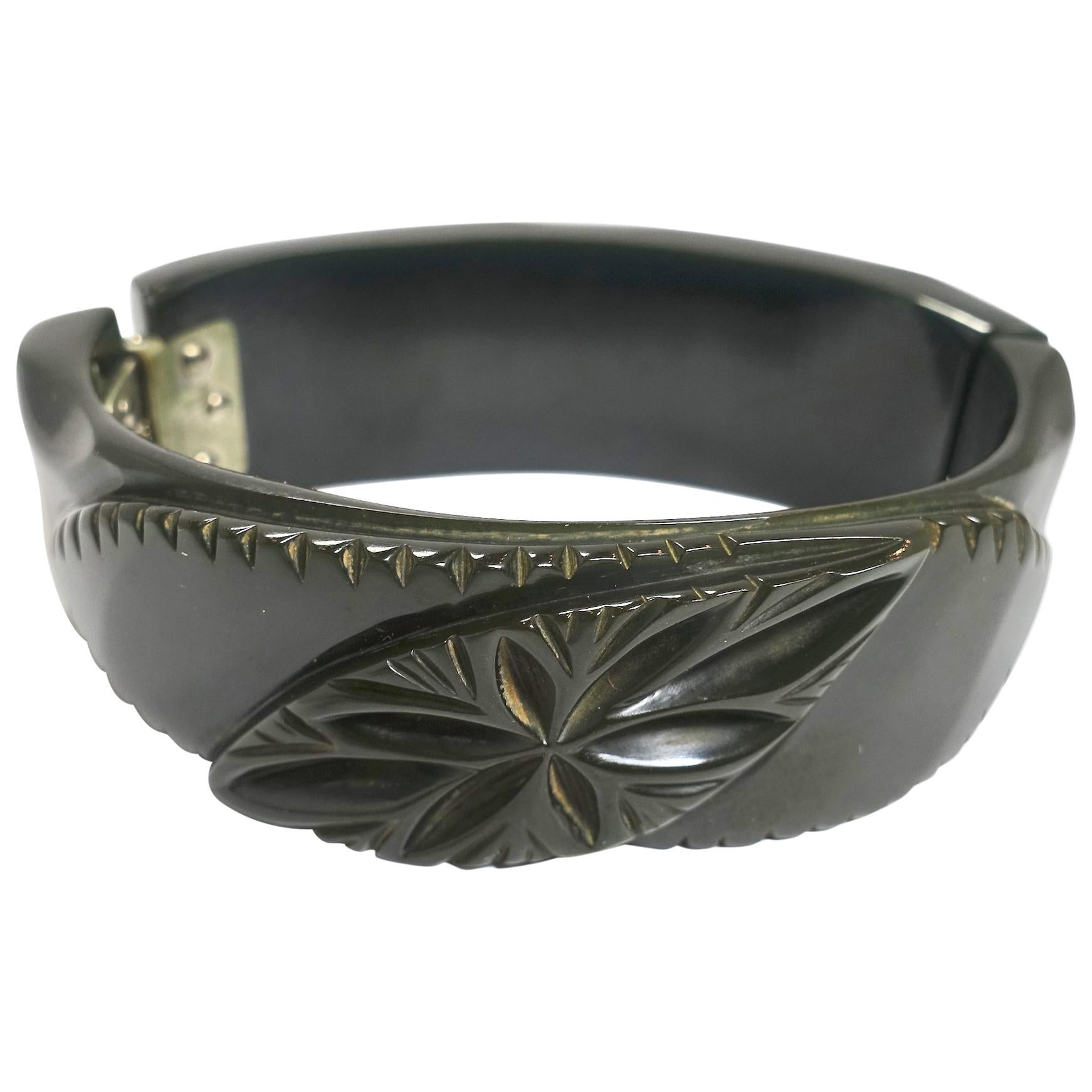 Black Bakelite Vintage Clamper Bracelet