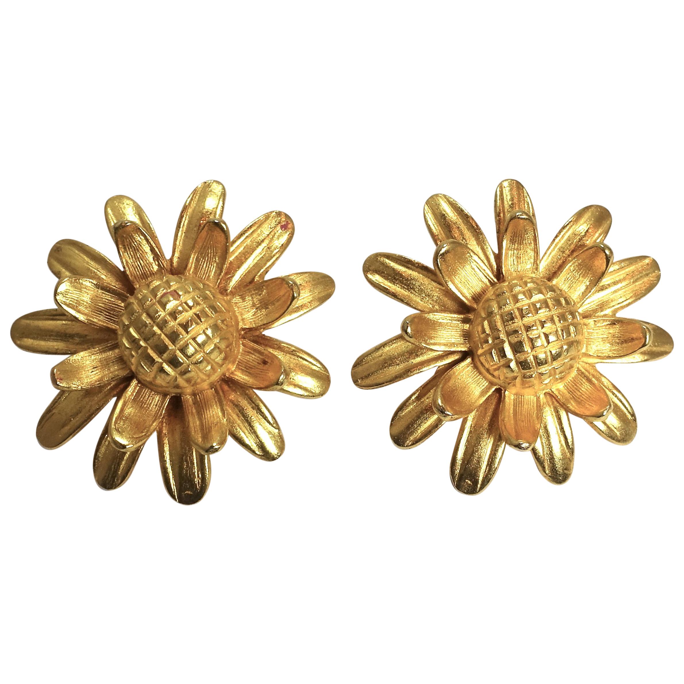 Sunflower Vintage Clip Earrings