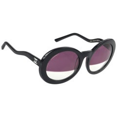 CHANEL S/S 2007 Black Round Half-tint Sunglasses S5018