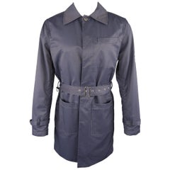 J. Press Trench Coat - US 38 - Navy Cotton / Nylon Hidden Placket Collared