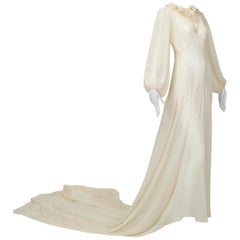 Haute Couture Medieval Cathedral Train Wedding Gown, 1930s