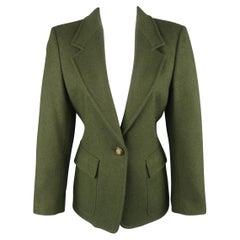 Retro Max Mara Green Wool Single Button Blazer Jacket