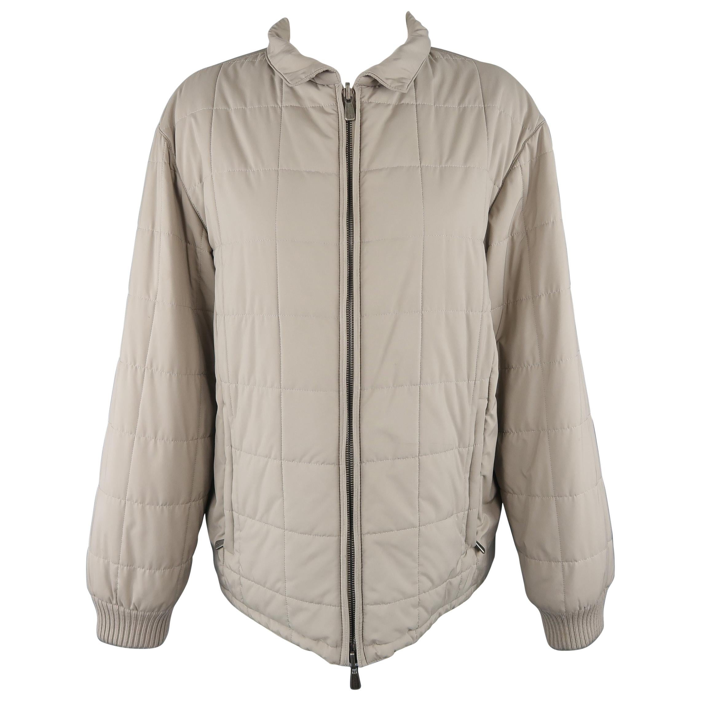 Loro Piana Large - Beige Quilted Suede Trim Jacket