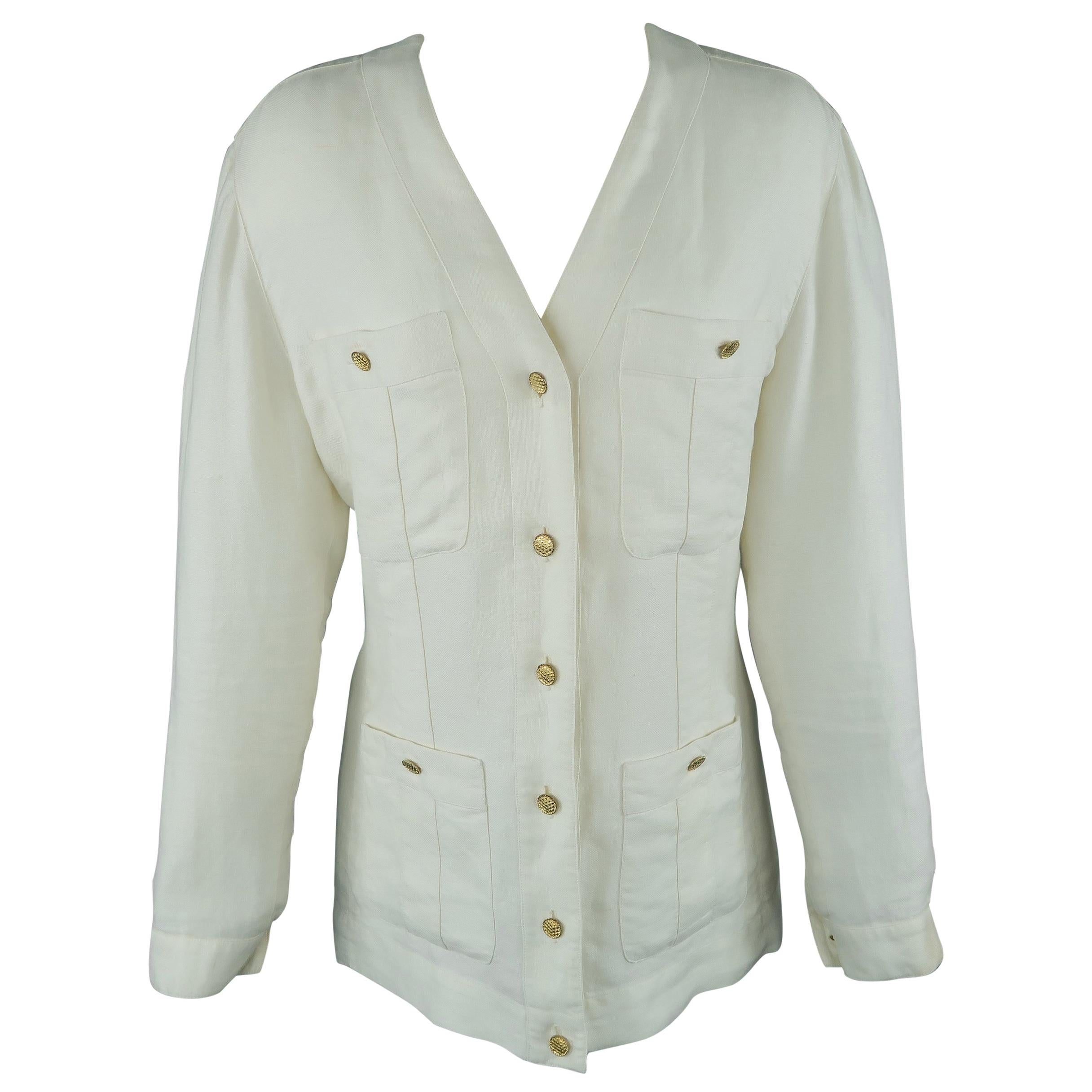 Chanel Cream Jacket - 44 For Sale on 1stDibs  chanel like jacket, chanel  beige jacket, chanel style boucle jacket cream