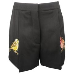 Stella McCartney Bird-Embroidered Black Wool Shorts