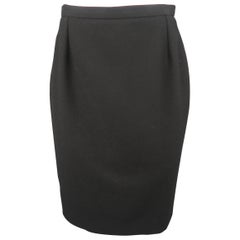 Yves Saint Laurent Vintage Black Wool Classic Pencil Skirt