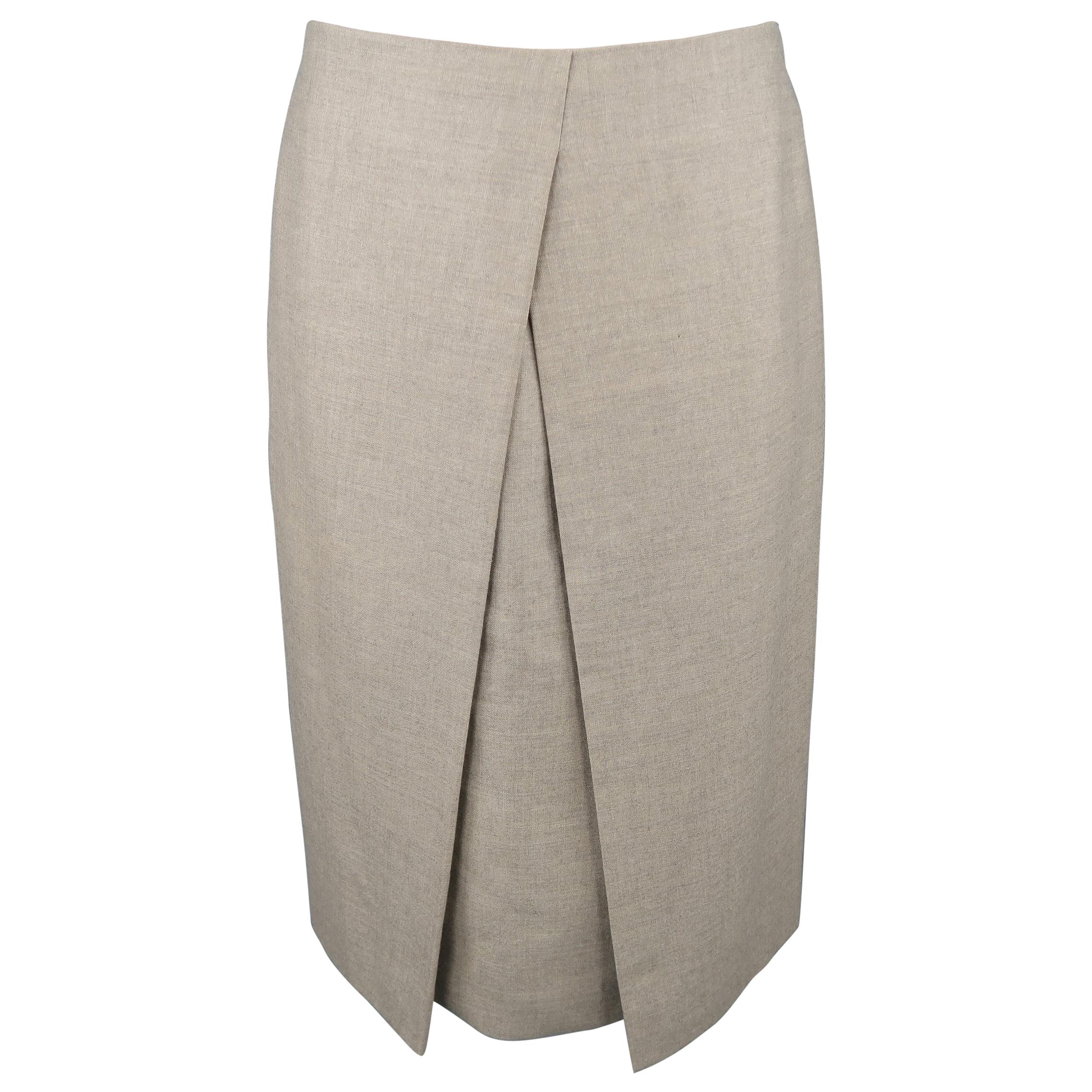 Hermes Taupe Cashmere A-line Skirt