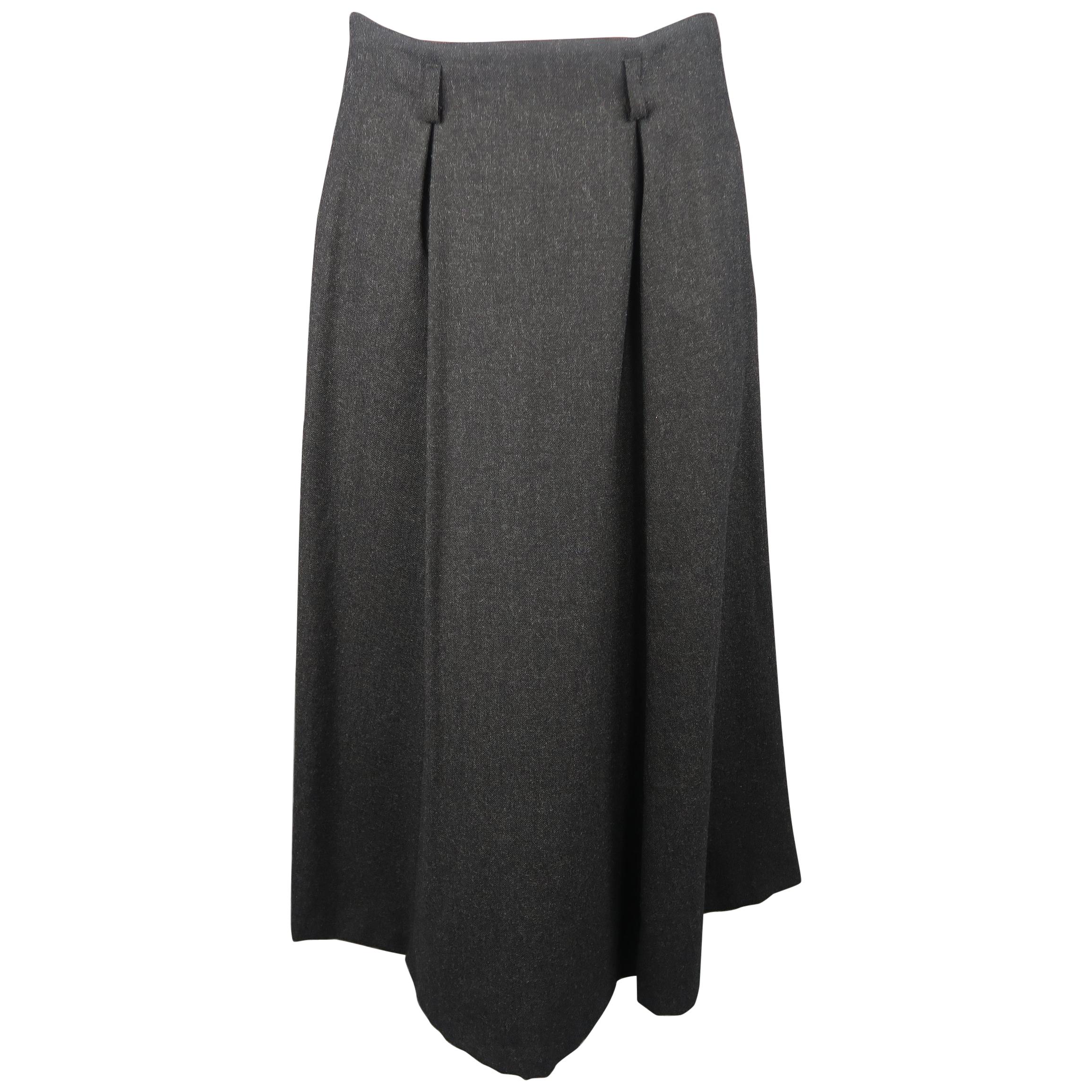 Christian Dior Charcoal Wool A-Line Skirt