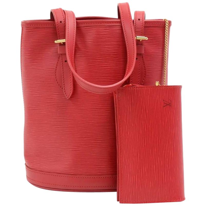 Vintage Louis Vuitton Petit Bucket Bag in Mandarin Epi Leather