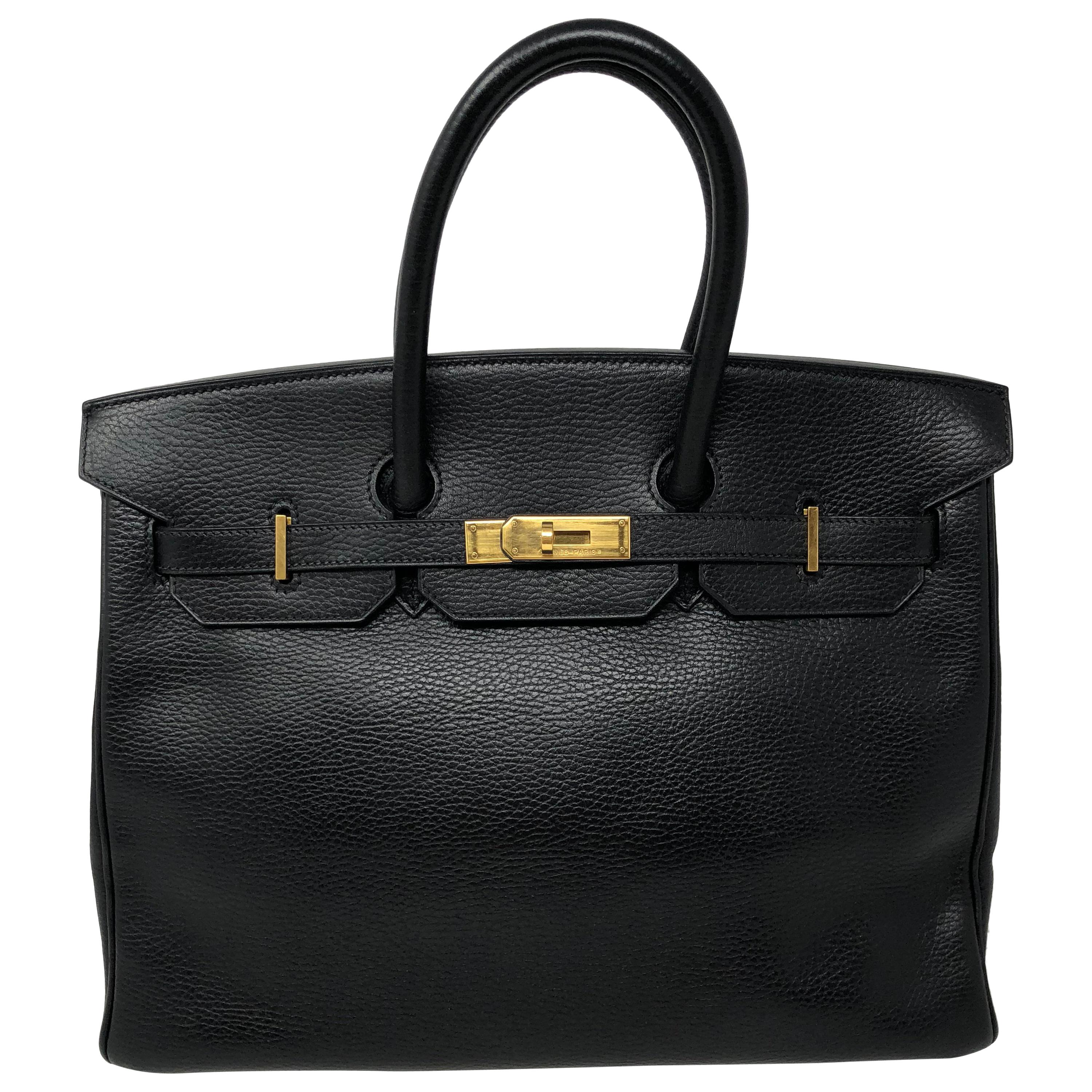 Hermes Ardennes leather Black Birkin 35 Bag