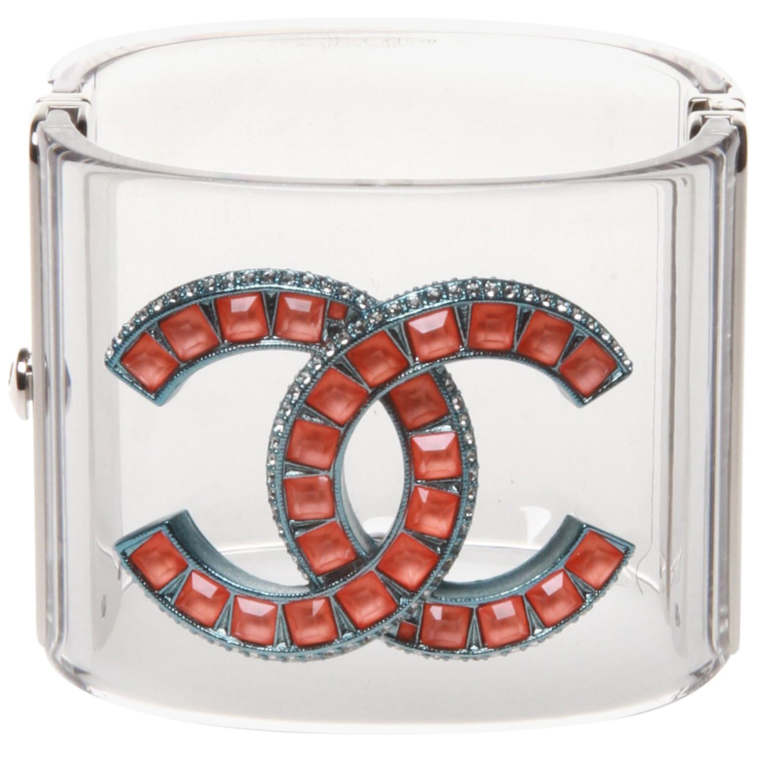 Chanel Lucite CC Logo Cuff 