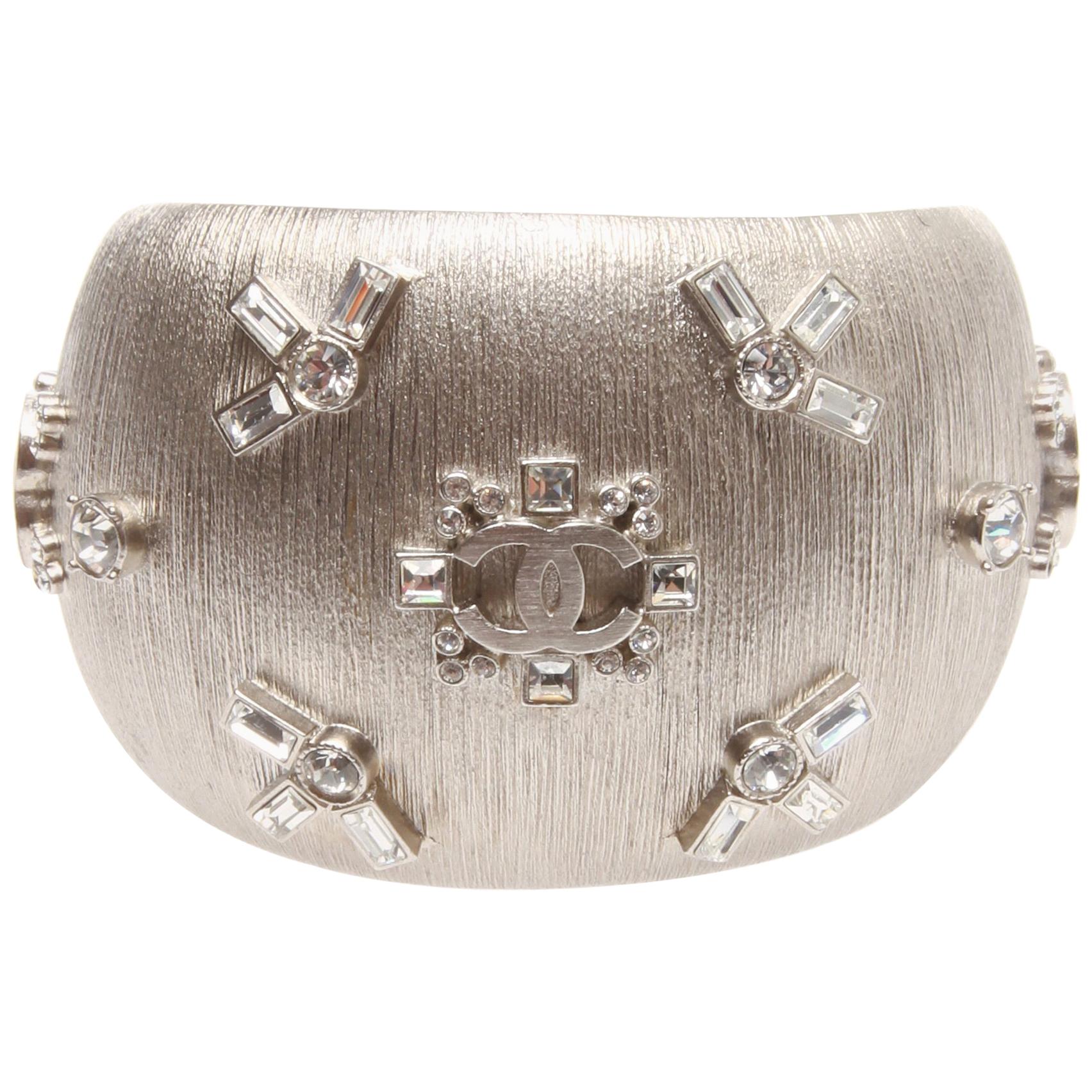 Chanel Silver Sparkling cuff/bracelet For Sale
