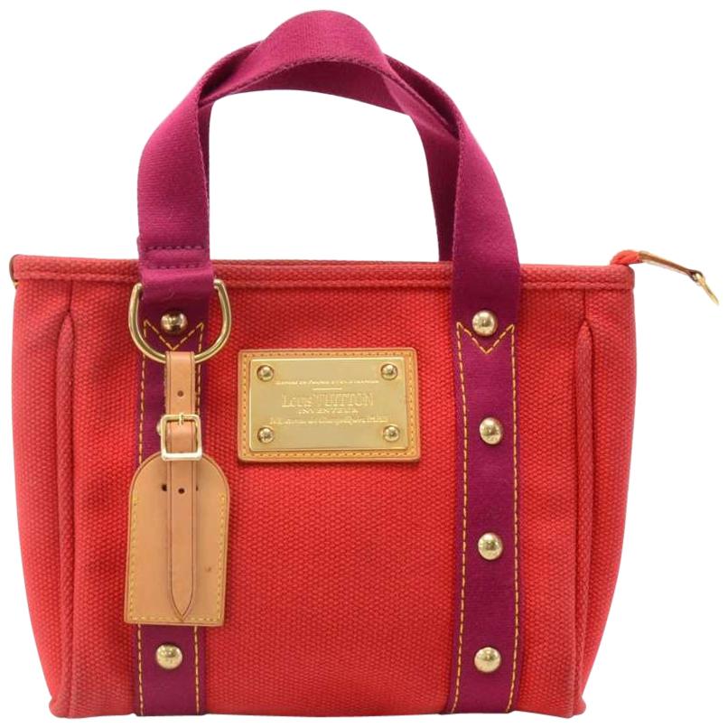 Louis Vuitton Cabas PM Red Antigua Canvas Handbag -  2006 Limited For Sale