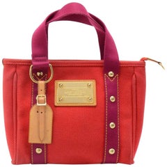 Louis Vuitton Cabas PM Red Antigua Canvas Handbag -  2006 Limited