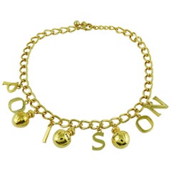 Christian Dior Vintage Gold Toned Poison Flacons Necklace