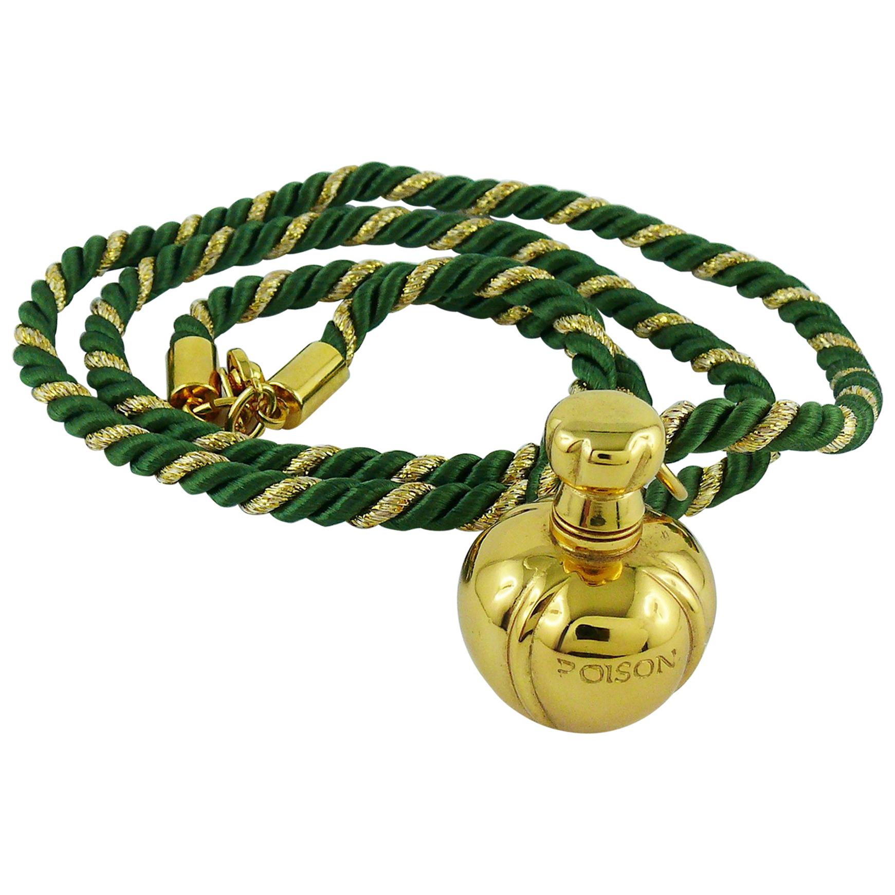 Christian Dior Vintage Gold Toned Miniature Perfume Bottle Pendant Necklace