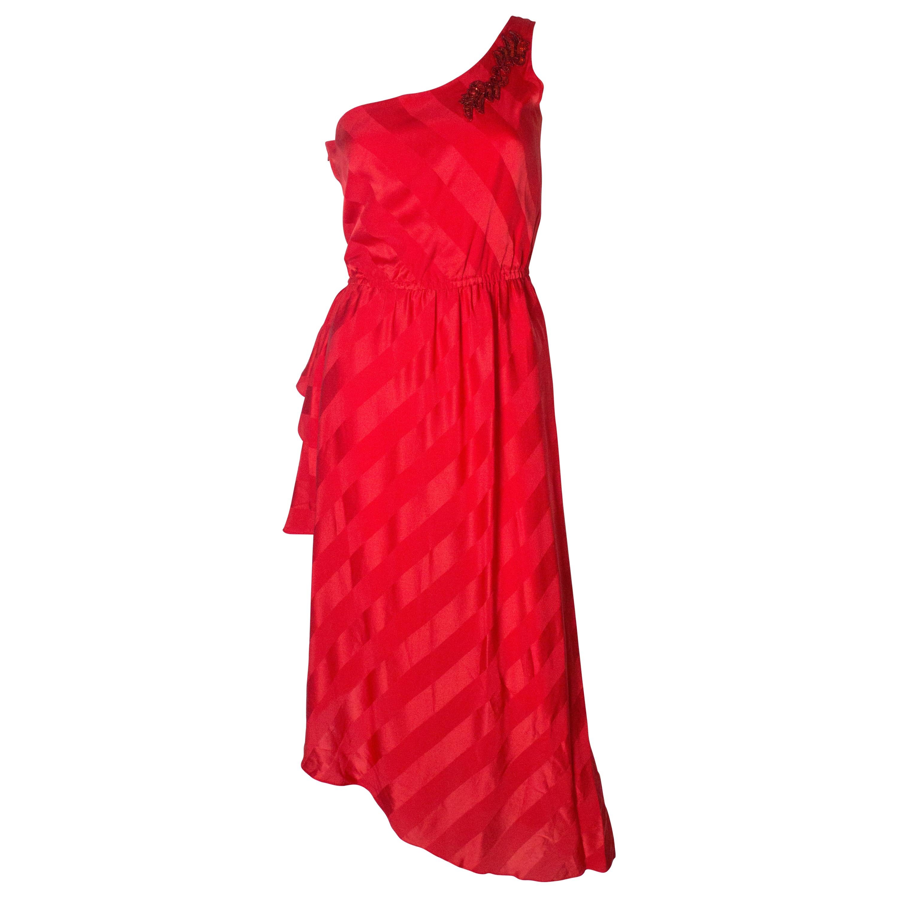 Bruce Oldfield Vintage Red Silk Dress