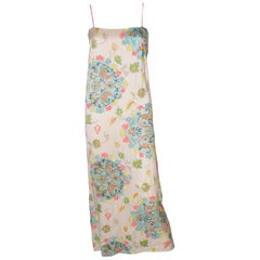 Silk Column Retro Dress with Sequin and Bead Embellishment