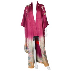 Silk Handpainted Vintage Kimono, 1950s