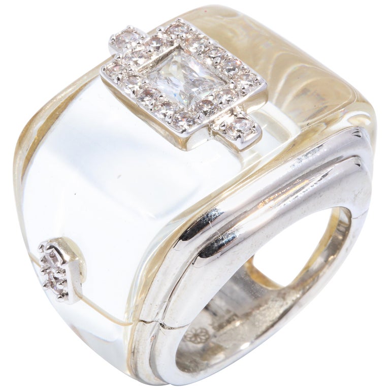 Magnificent Costume Jewelry Art Deco Style Palm Beach Large Ring at