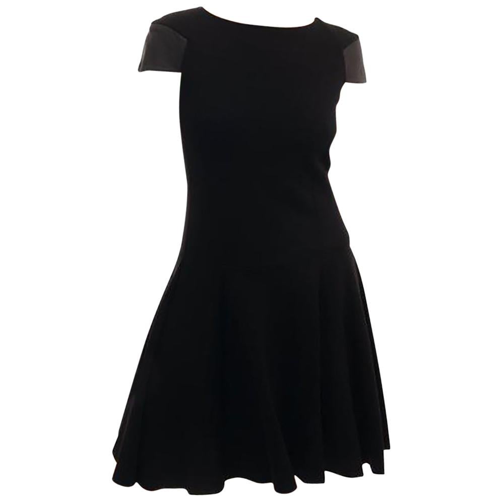 Louis Vuitton Black Wool Knit Jersey Dress with Leather Cap Sleeves