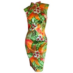 D&G Dolce & Gabbana - Robe de cocktail à fleurs vintage de style Cheongsam