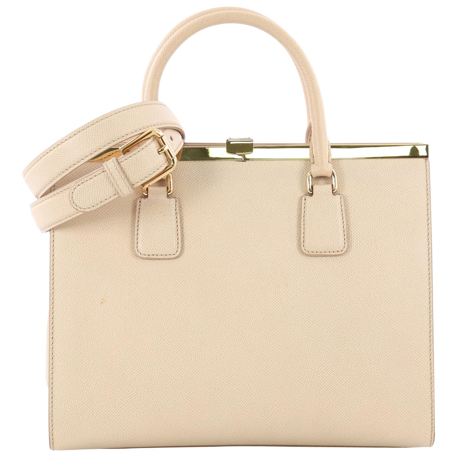 Dolce & Gabbana Convertible Lock Compartment Handbag Leather Medium