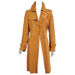 Vintage Walter Germany Caramel Colored Butter Soft Suede Trench Coat 