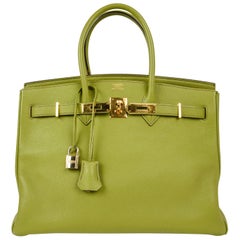 Hermes Birkin 35 Tasche Chartreuse Togo Gold Hardware