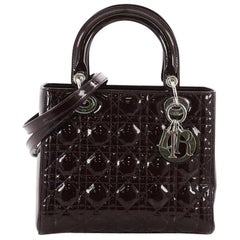 Christian Dior Lady Dior Handbag Cannage Quilt Patent Medium 