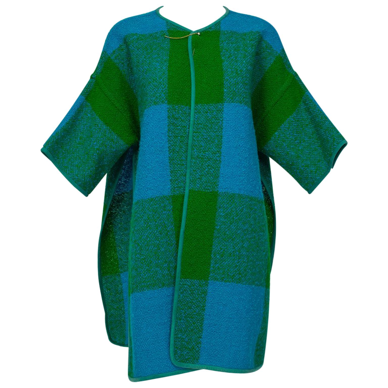 Bonnie Cashin Plaid Bouclé Blanket Coat, 1960s