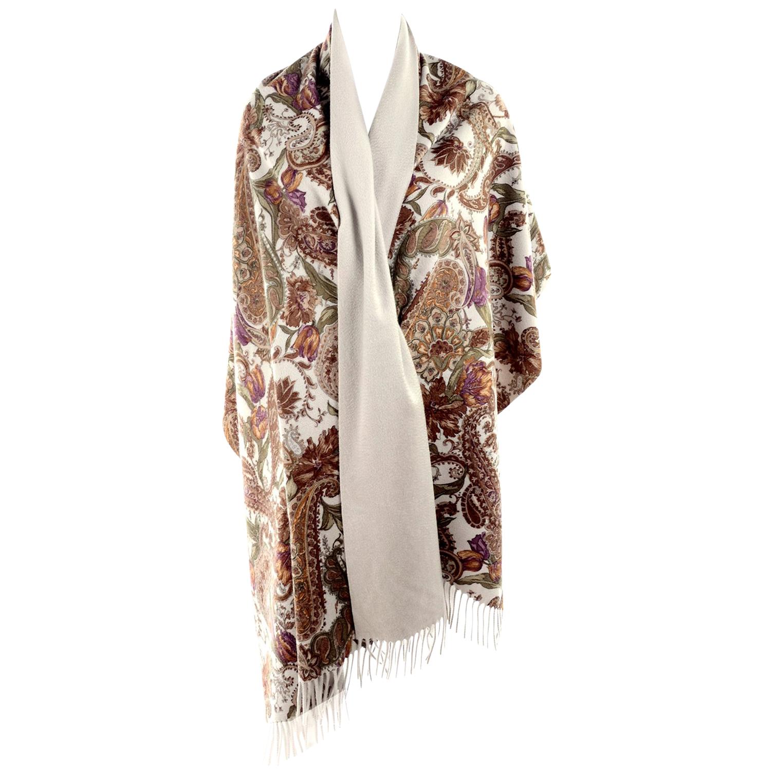 Loro Piana Cashmere Paisley Floral Print Stole Scarf or Wrap