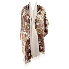 Loro Piana Cashmere Paisley Floral Print Stole Scarf or Wrap