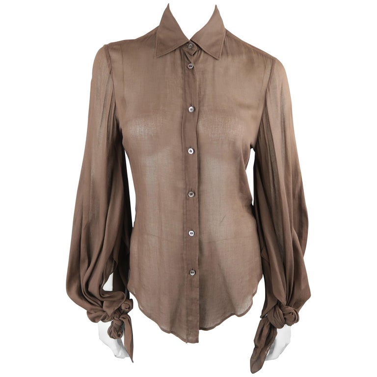 Blue Sheer Sleeveless Blouse Grid Tied main image 0