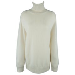 Tomas Maier Cream Cashmere Rolled Neck Turtleneck Sweater