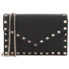 Valentino Rockstud Wallet on Chain Leather