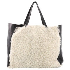 Celine Horizontal Gusset Cabas Tote Shearling and Leather Large