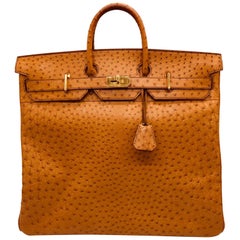 Hermes HAC Saffron ostrich Birkin 50cm Bag