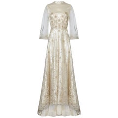 Retro Late 1950s Ivory Wedding Dress With Delicate Embroidery Sold With Original Box