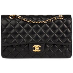 2000s Chanel Black Quilted Lambskin Medium Classic Double Flap Bag