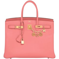 Hermes Flamingo Peach Pink Epsom Gold Hardware Birkin 35cm Bag