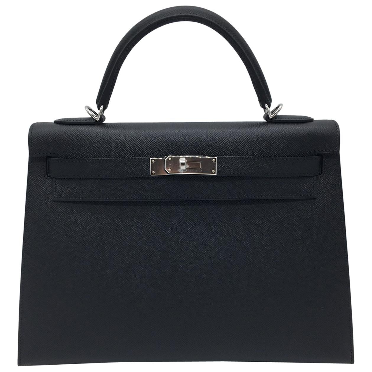Hermes Black Epsom Kelly 32cm Bag