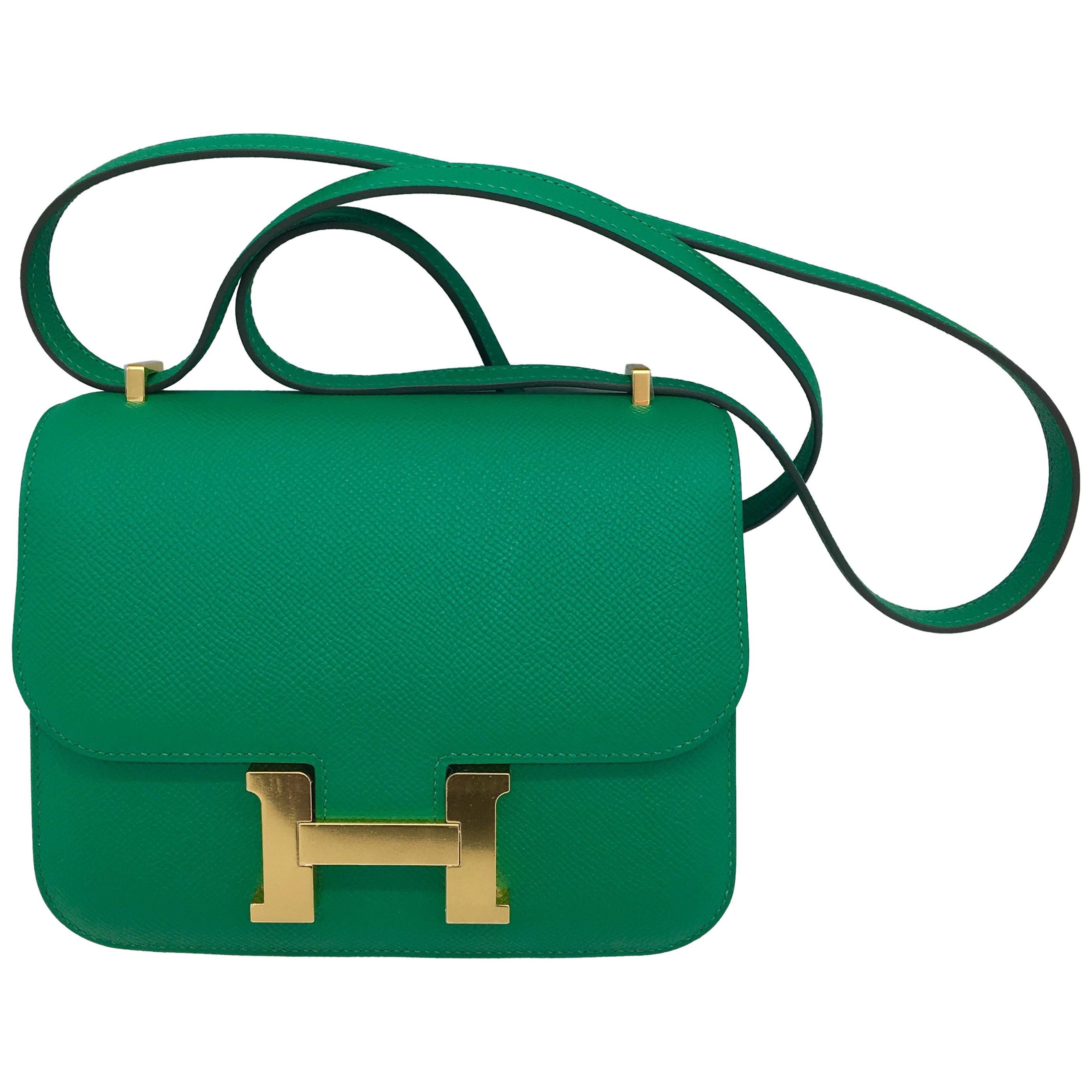 Hermes Vert Vertigo Epsom Constance 18cm Bag For Sale