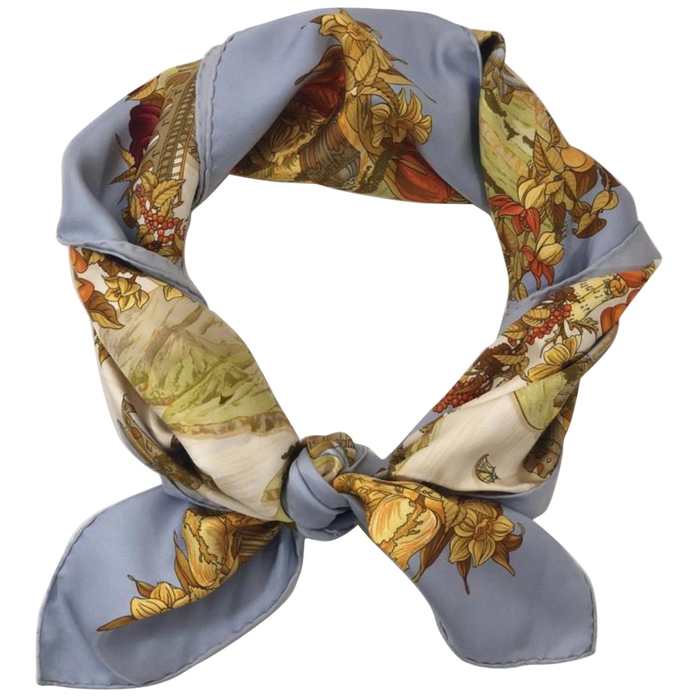 Hermes Scarf Au Pays De Cocagne Silk in Light Blue