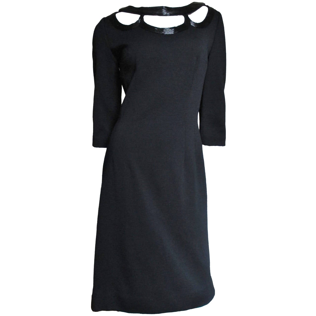 Miss Ruth 1960s Dress with Beaded Cut outs For Sale